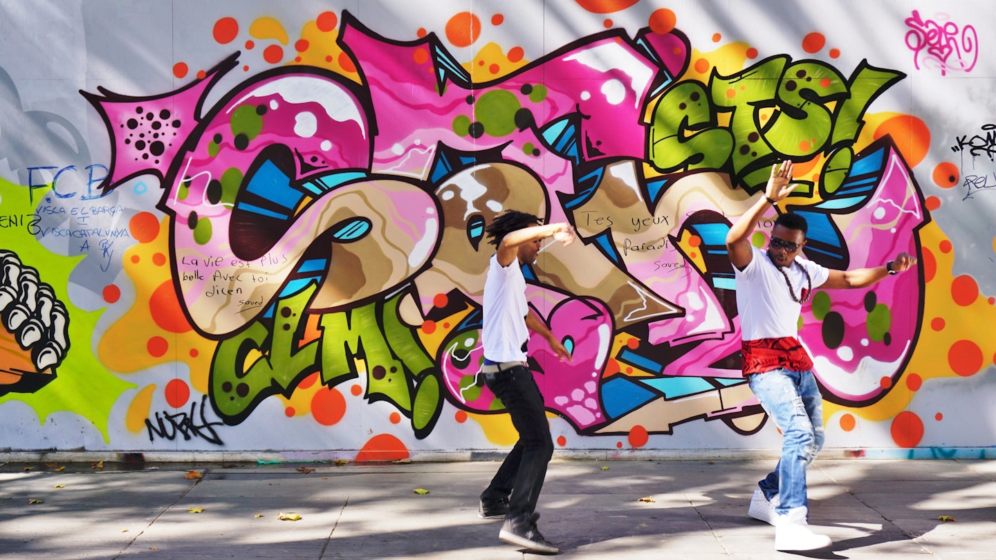 PARIS, FRANCE -28 JULY 2015- Two hip hop dancers in front of walls covered with graffiti street art in the French capital.; Shutterstock ID 317745779; your: Claire Naylor; gl: 65050; netsuite: Online ed; full: Hip hop Paris
317745779