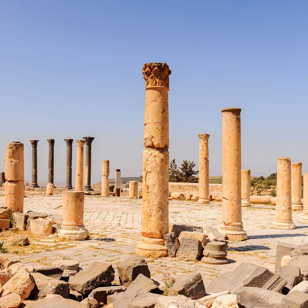 Roman columns of the ancient city of Gadara, modern Jordan.