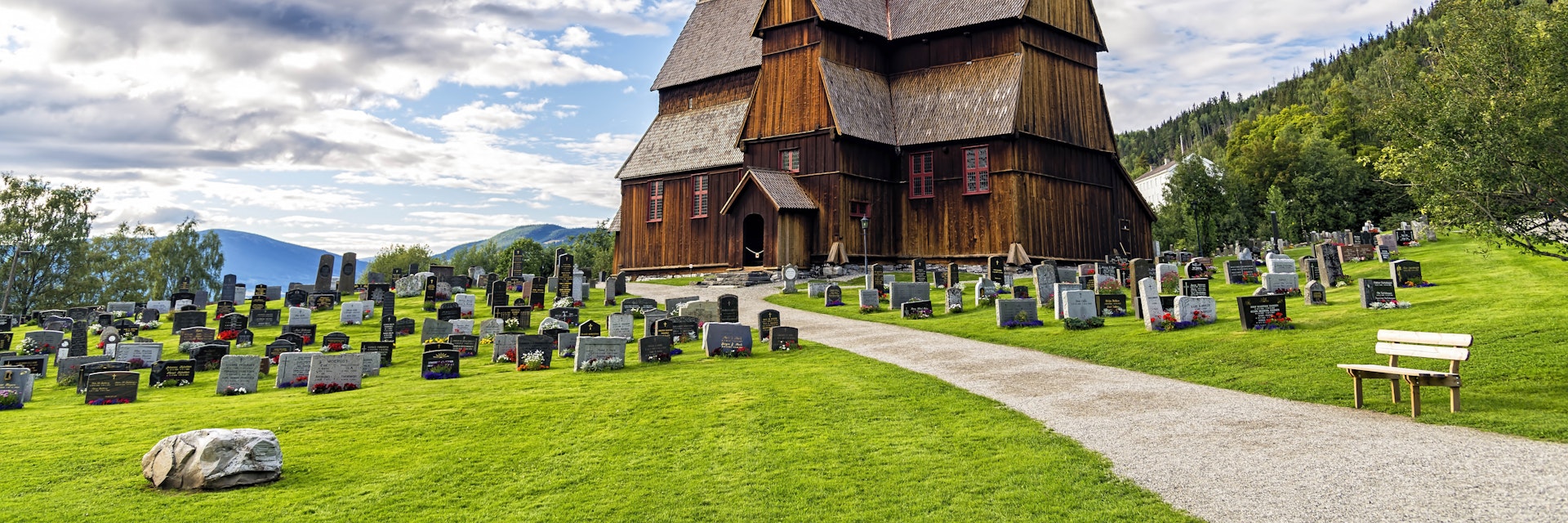 Ringebu Stave Church in Norway. Built in the first quarter of the 13th century, is one of 28 surviving stave churches and one of the largest. 