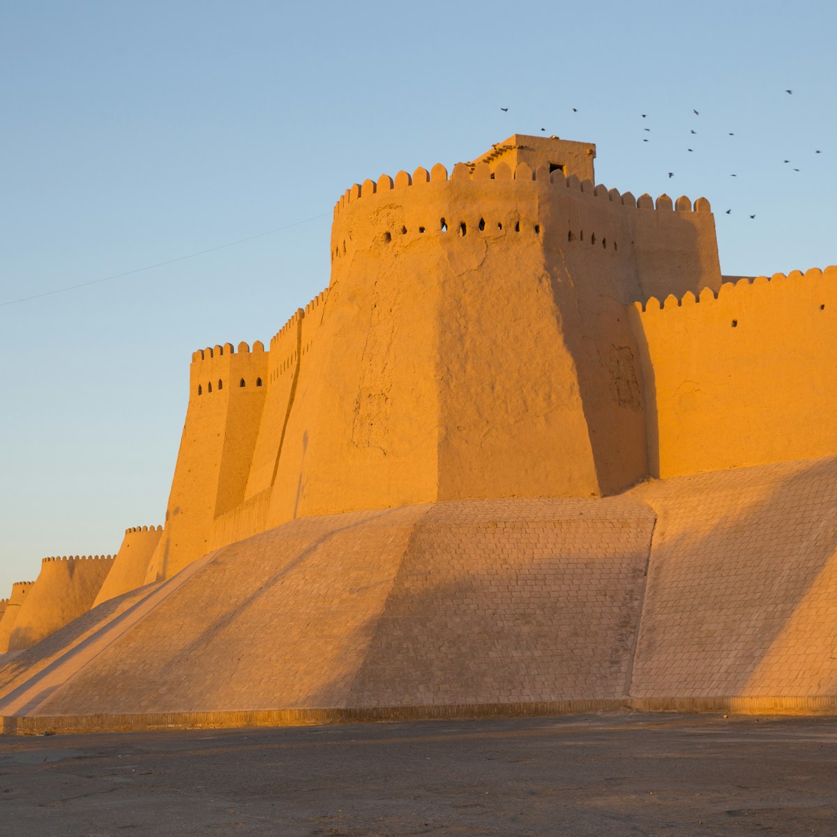 The watchtower of the Khuna Ark, the fortress and residence of the rulers of Khiva, in Uzbekistan.