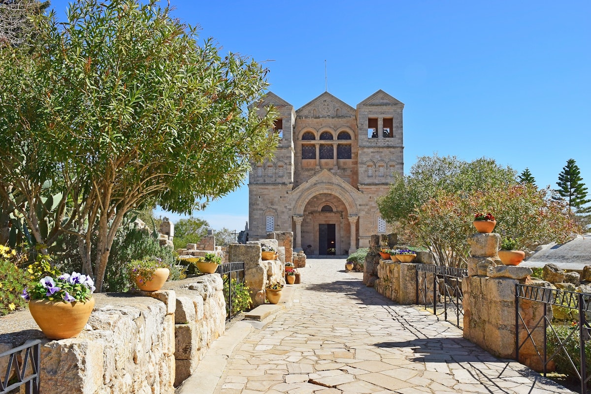 Entrance to the Church of the Transfiguration, Mount Tabor, Galilee, Israel.