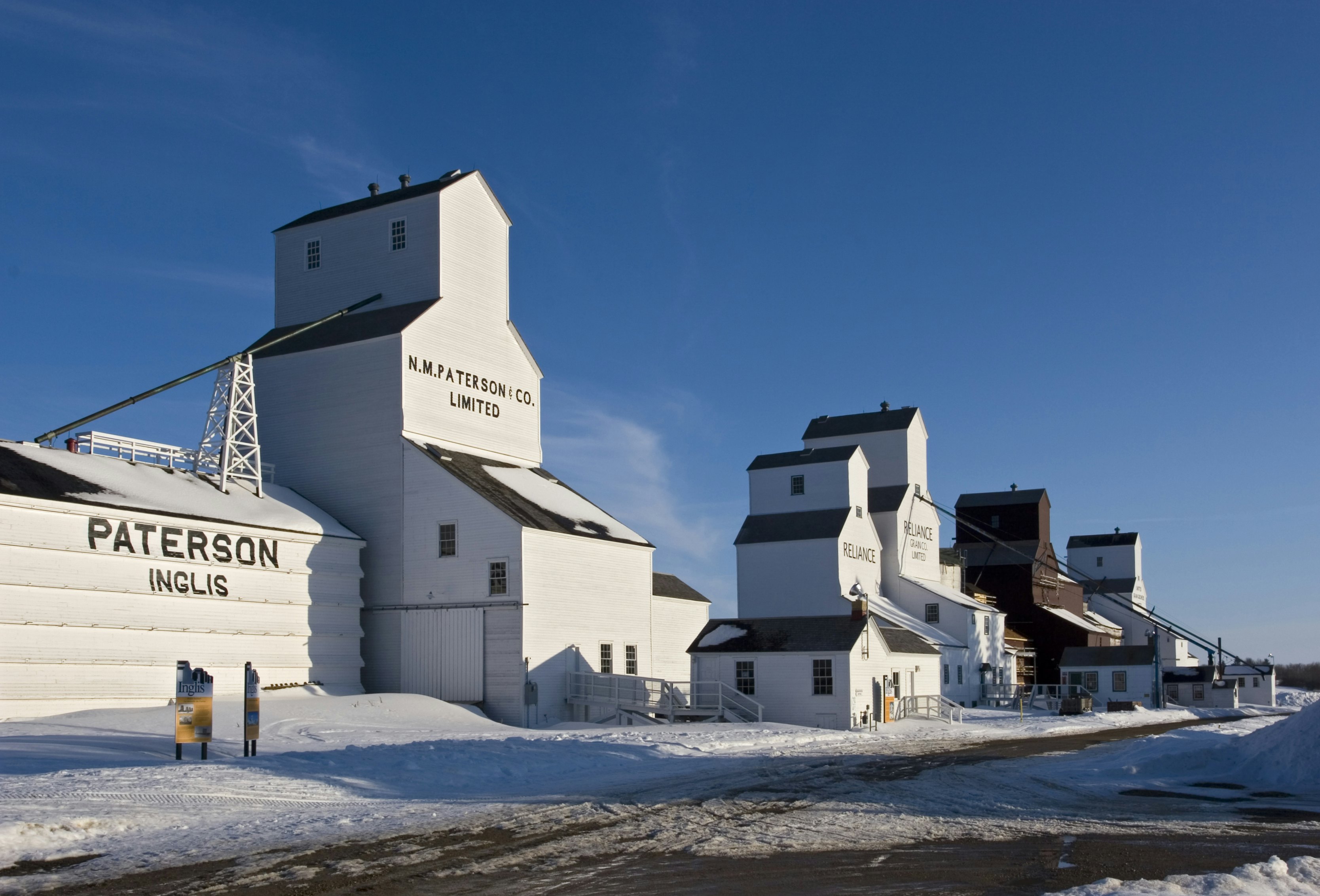 Inglis Grain Elevators National Historic Site, the best remaining example in Canada of a vintage grain elevator row.