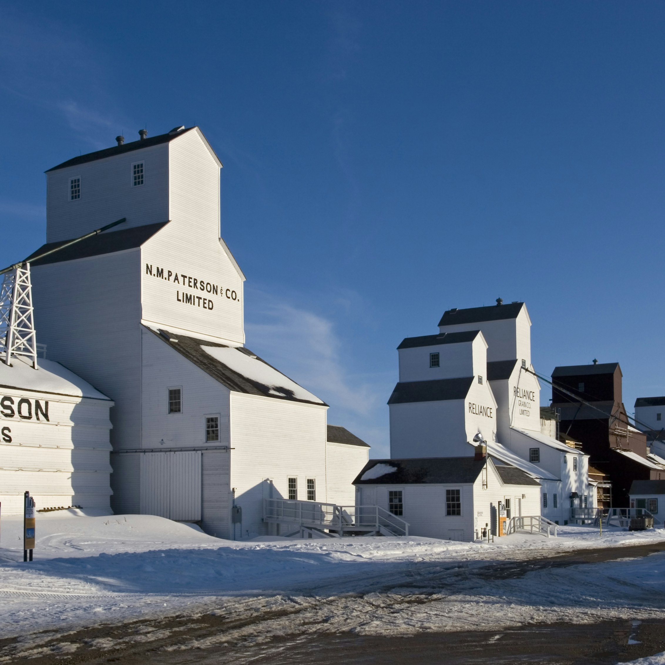 Inglis Grain Elevators National Historic Site, the best remaining example in Canada of a vintage grain elevator row.