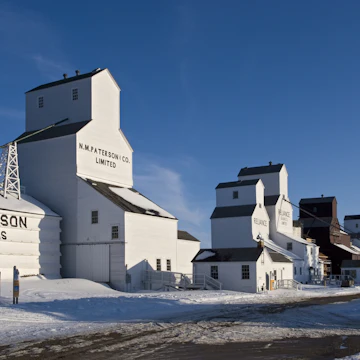 Inglis Grain Elevators National Historic Site, the best remaining example in Canada of a vintage grain elevator row.