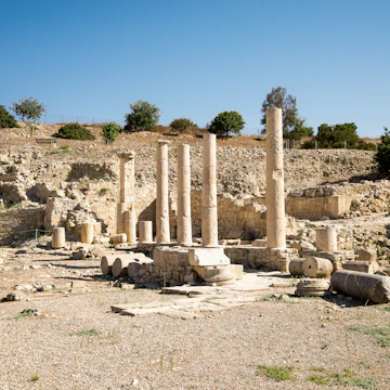 A series of columns in Amathus ancient city archaeological site.
