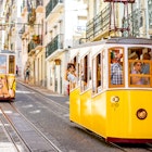 LISBON, PORTUGAL - September 28, 2017: Famous yellow funicular on the Bica street in Lisbon during the sunny day in Portugal
763020457