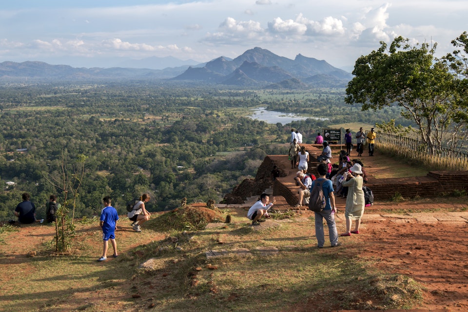Visitors on the summit of Sigiriya Rock.