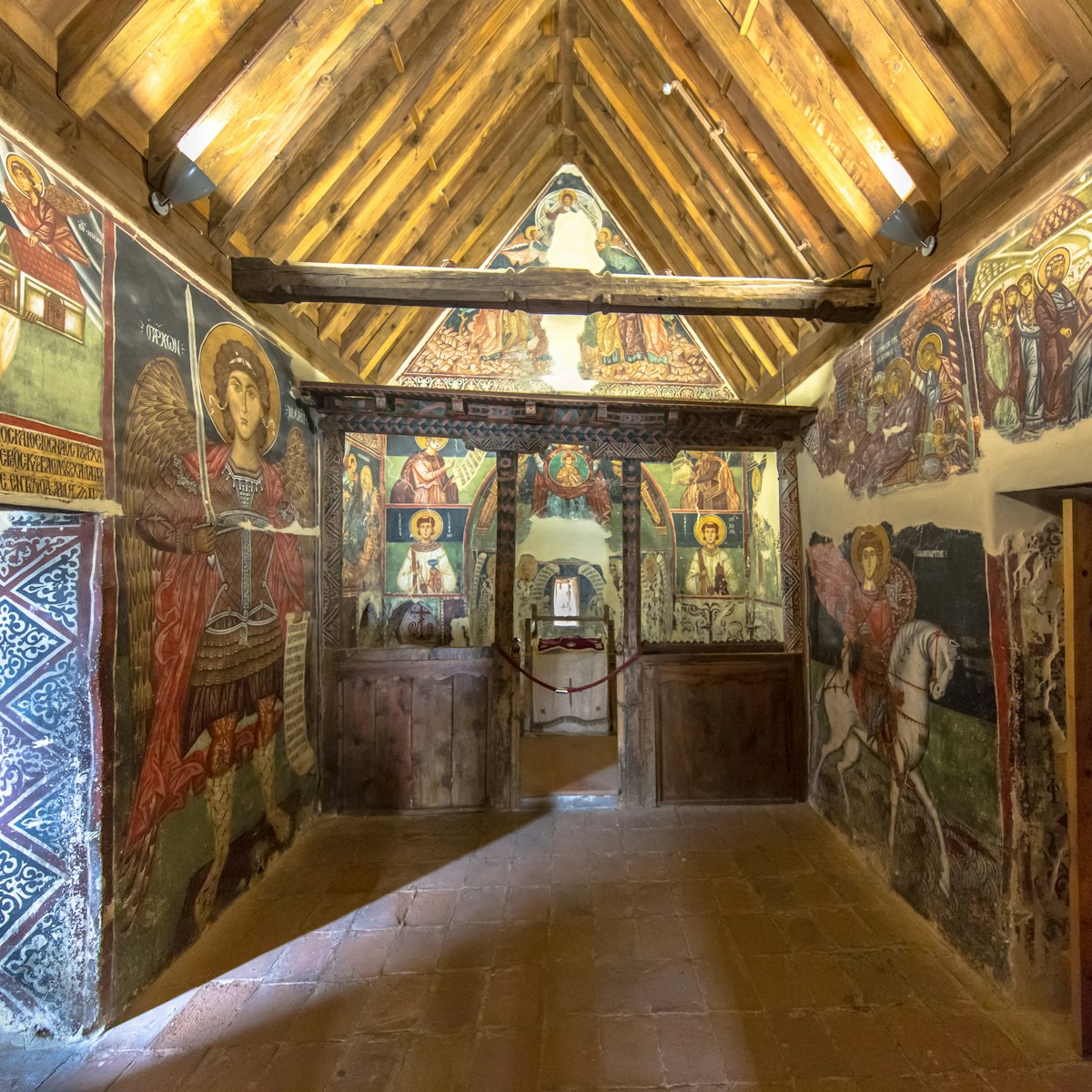 Interior of Church of Archangelos Michail or Archangel Michael in village of Pedoulas with Historic icon paintings.