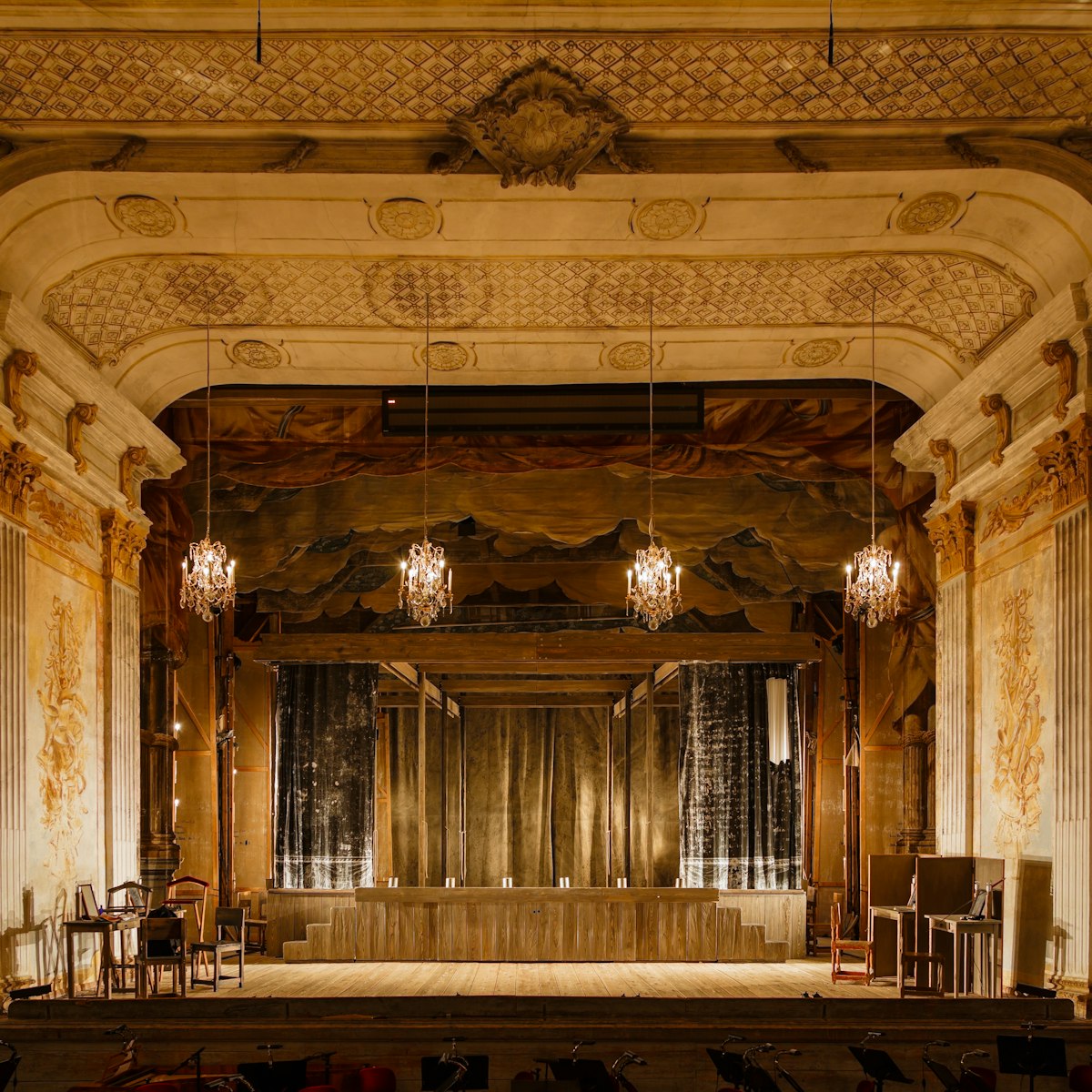 Stage of the theatre at Drottningholm Palace (Drottningholms slottsteater).