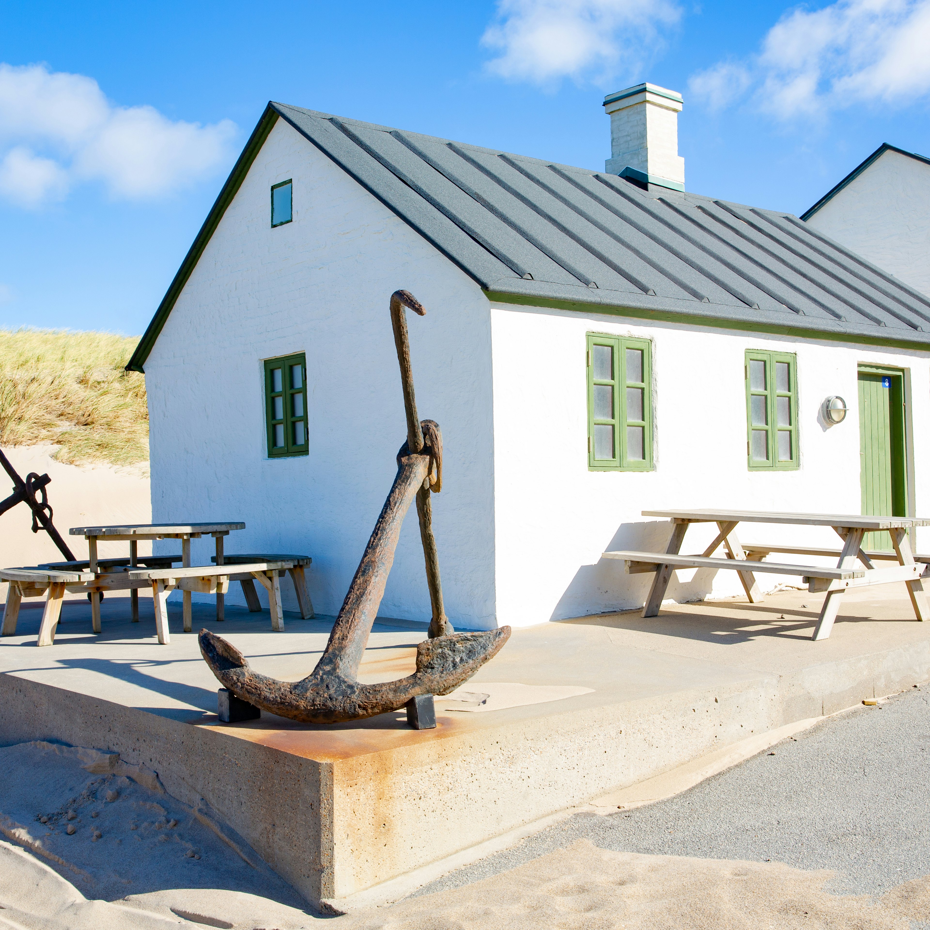 Thy National Park at the North Sea coast in Jutland, Stenbjerg Landingsplads village, Denmark.