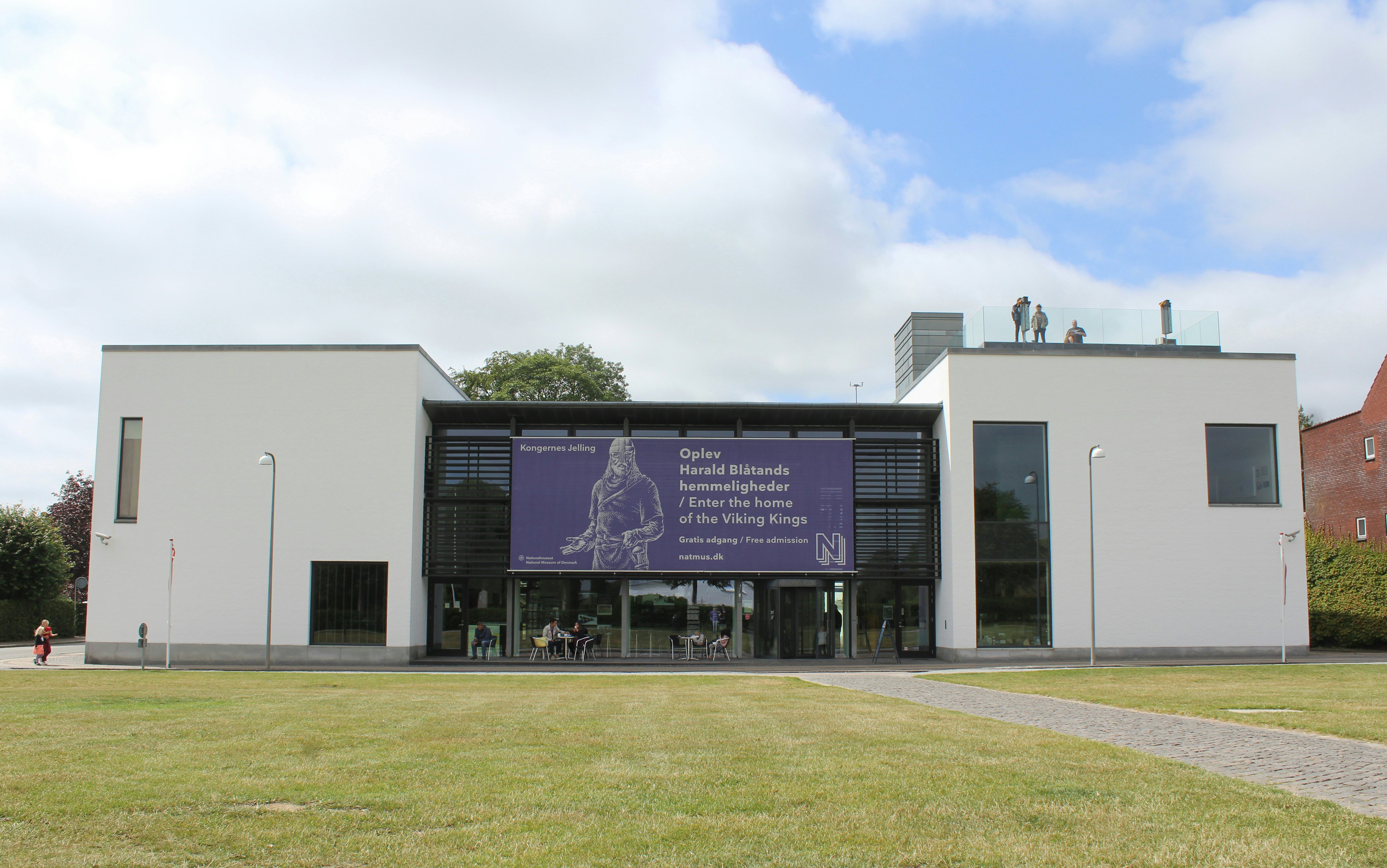 Exterior view of the experience centre at the Jelling Monuments, (Kongernes Jelling), in Jutland. 