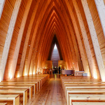 St. Henry's Ecumenical Art Chapel was built in 2004 out of Finnish wood on the island of Hirvensalo.