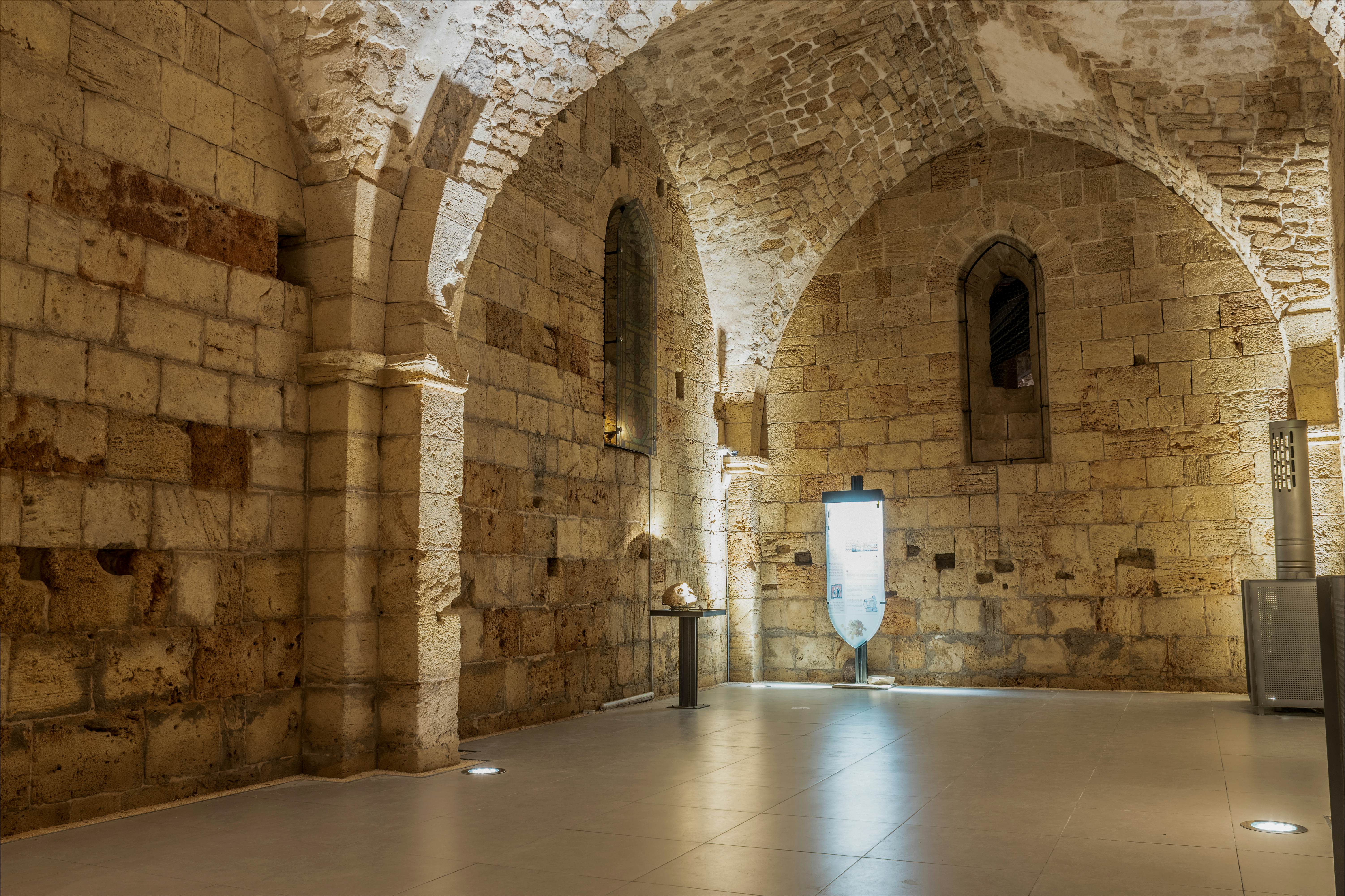 Сomplex of underground halls, which was built and used by the Knights Hospitaller, Acre, Israel.