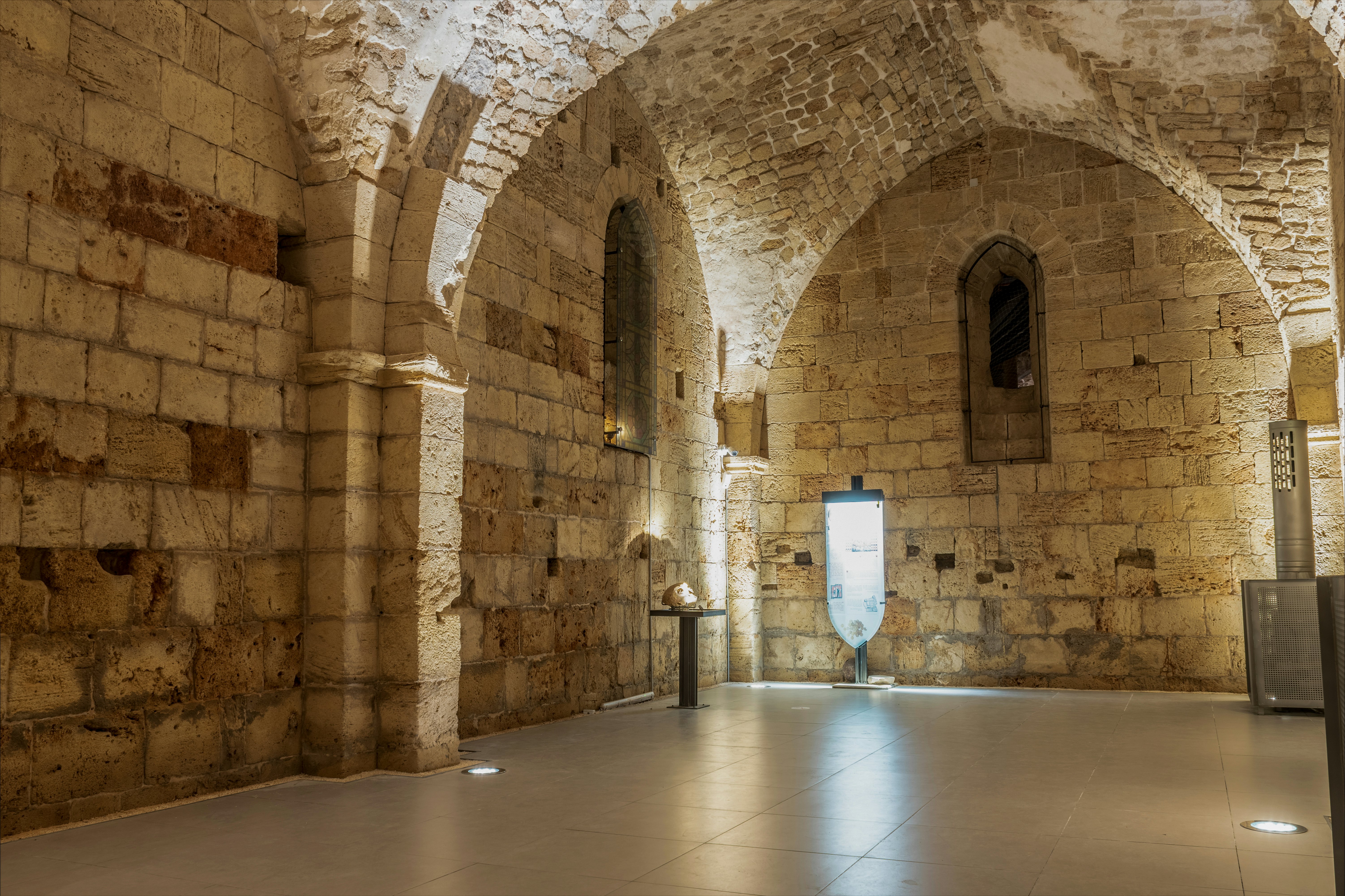Сomplex of underground halls, which was built and used by the Knights Hospitaller, Acre, Israel.