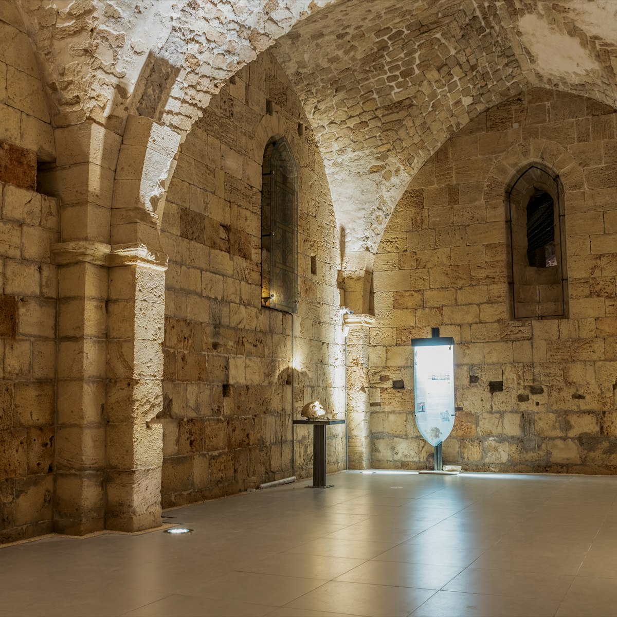 Сomplex of underground halls, which was built and used by the Knights Hospitaller, Acre, Israel.