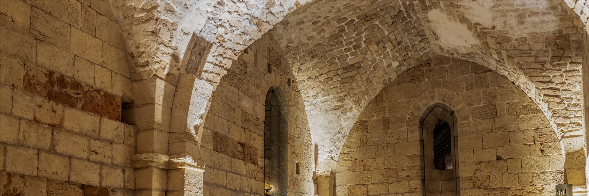 Сomplex of underground halls, which was built and used by the Knights Hospitaller, Acre, Israel.