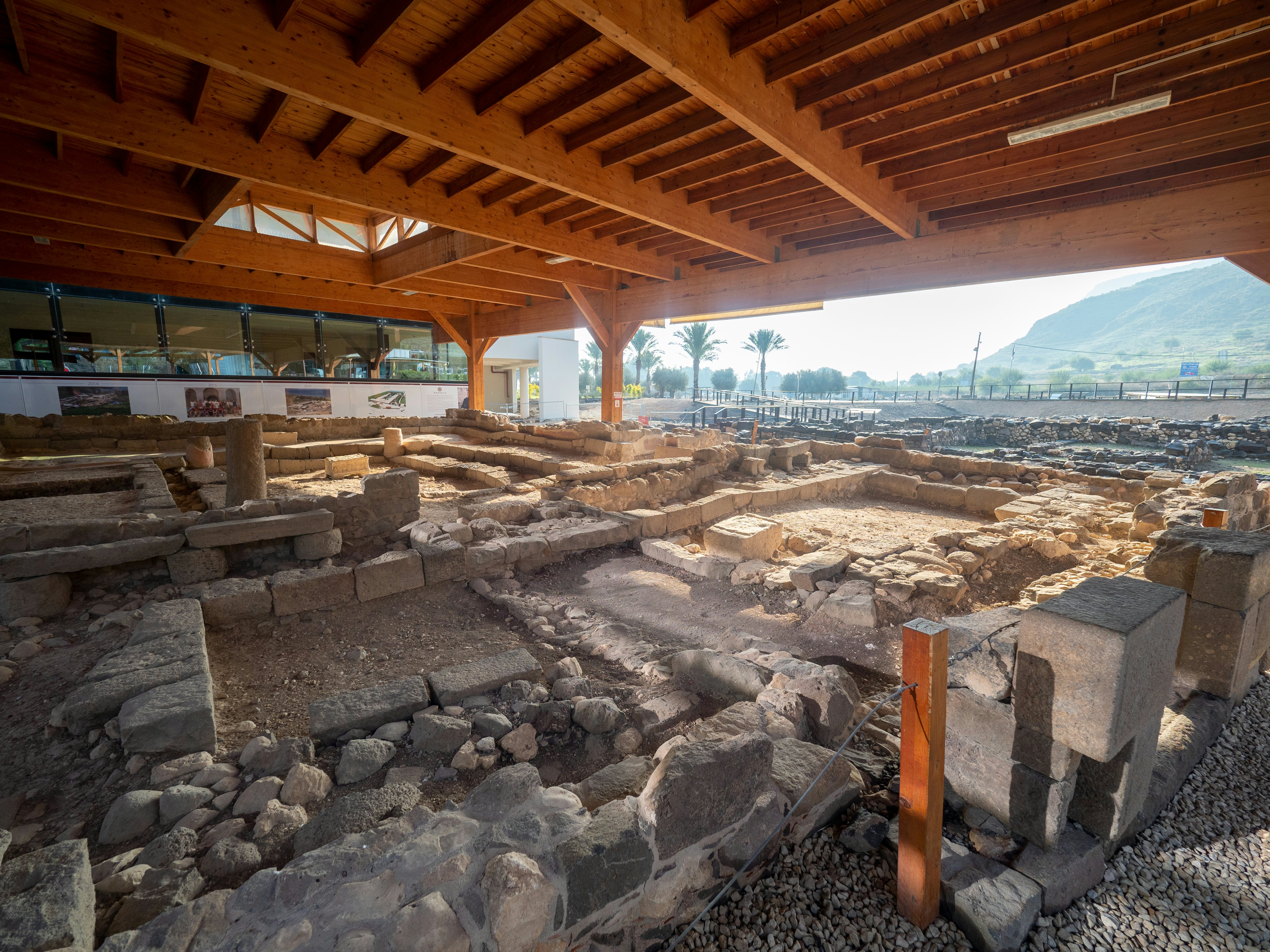 The excavations of the Sinagogue in Magdala, the old village of Mary Magdalene. 