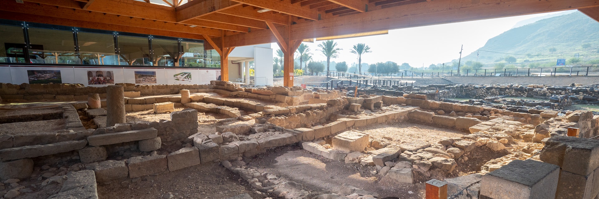 The excavations of the Sinagogue in Magdala, the old village of Mary Magdalene. 