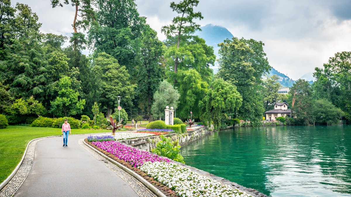 Parco Ciani along Lake Lugano in Switzerland.