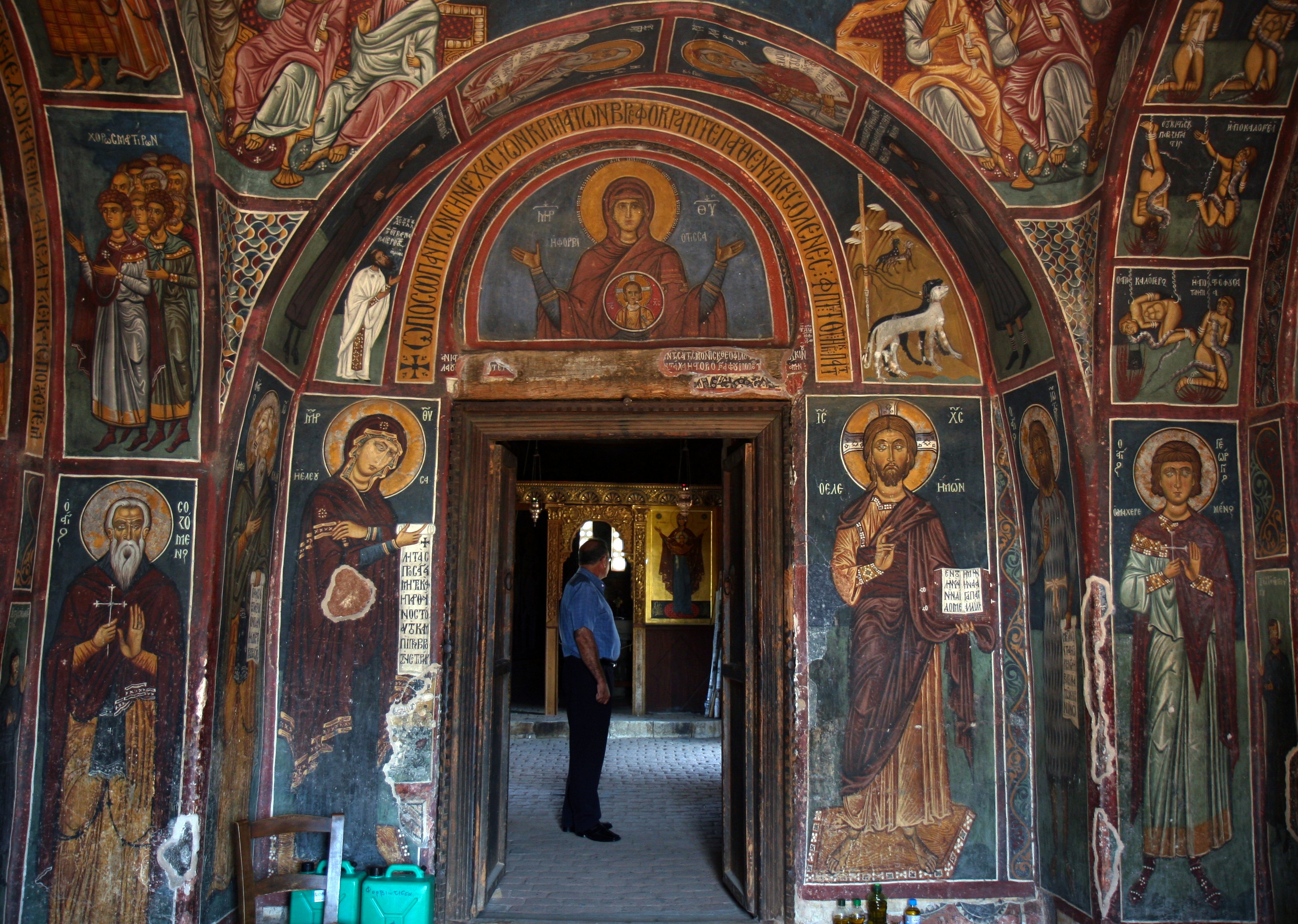 Interior view of Panagia Forviotissa (Asinou), a Christian church of the beginning of the 12th century. 