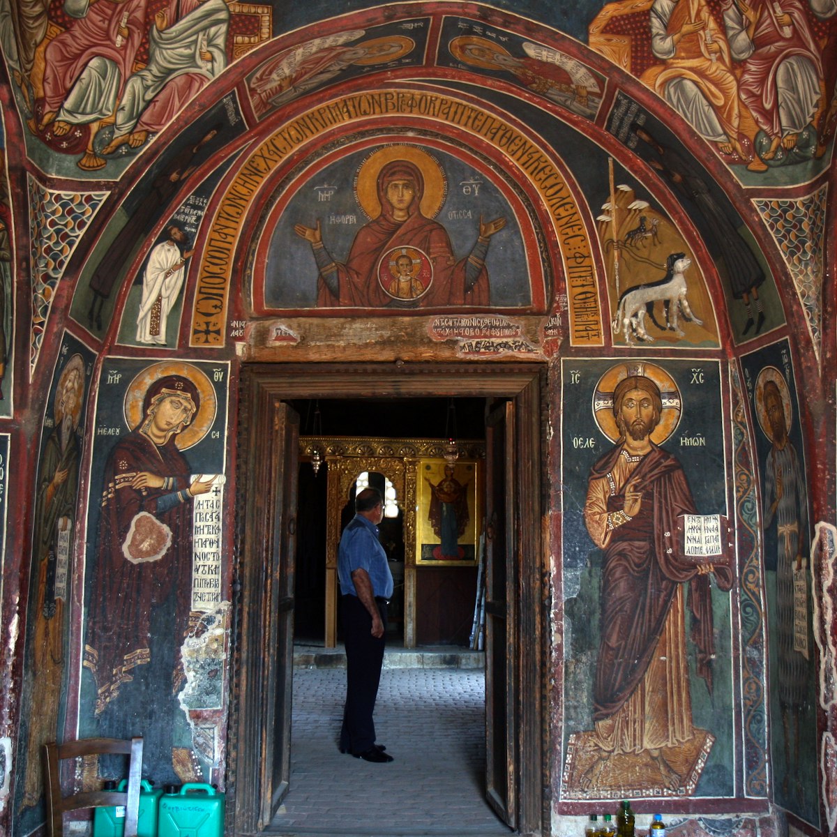 Interior view of Panagia Forviotissa (Asinou), a Christian church of the beginning of the 12th century. 