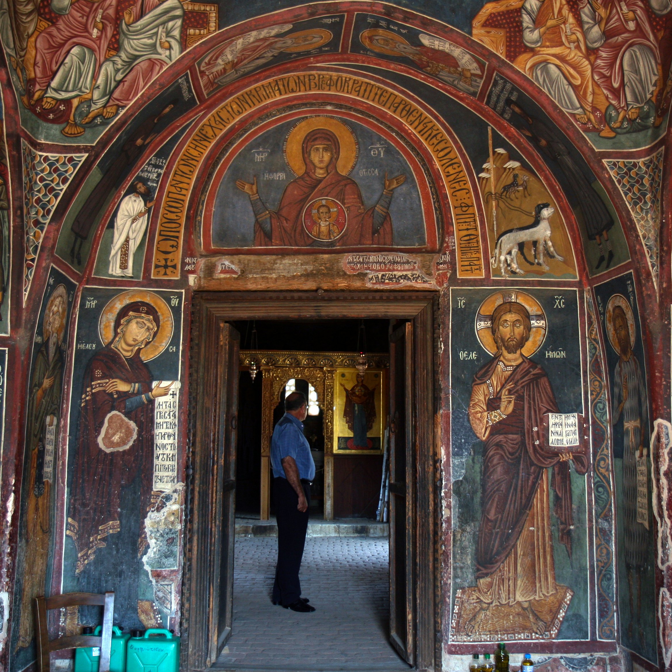 Interior view of Panagia Forviotissa (Asinou), a Christian church of the beginning of the 12th century.