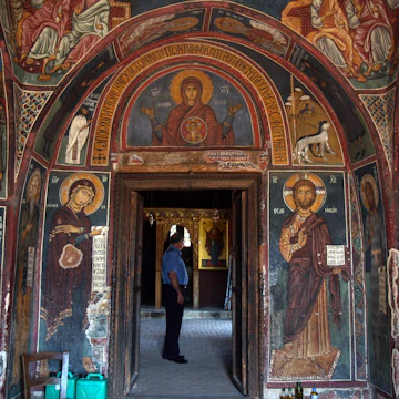 Interior view of Panagia Forviotissa (Asinou), a Christian church of the beginning of the 12th century.