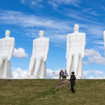 The colossal sculpture "Men at Sea" aka "Mennesket ved havet“ by Svend Wiig Hansen on the shore near the Esbjerg's harbor.