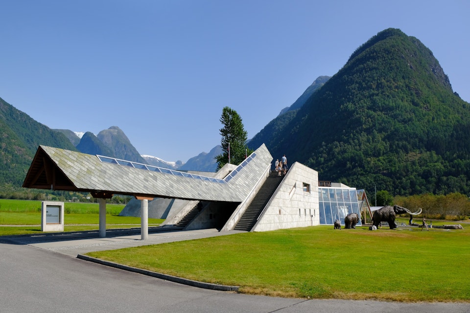 Norwegian Glacier Museum, designed by the famous Norwegian architect Sverre Fehn. It is next to Boyabreen Glacier.