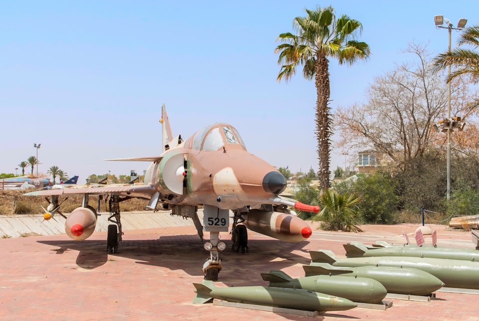  Israel Air Force Kfir C7 fighter jet on display in the Israeli Air Force Museum. 