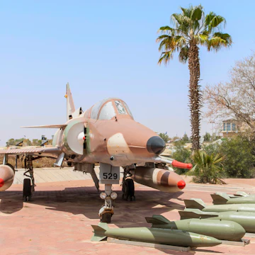 Israel Air Force Kfir C7 fighter jet on display in the Israeli Air Force Museum.