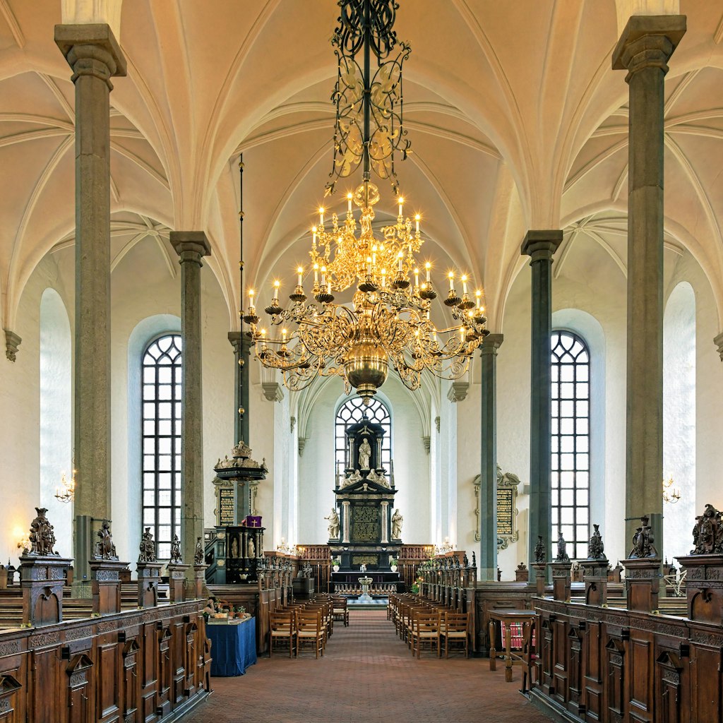 KInterior of the Church of Holy Trinity. The church was built in 1617-1628 by design of the Flemish-Danish architect Lorenz van Steenwinckel.