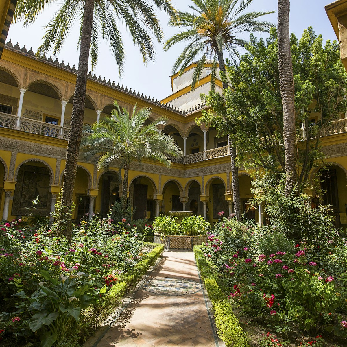 Interiors and details of Palacio de las duenas, in Seville, Spain.