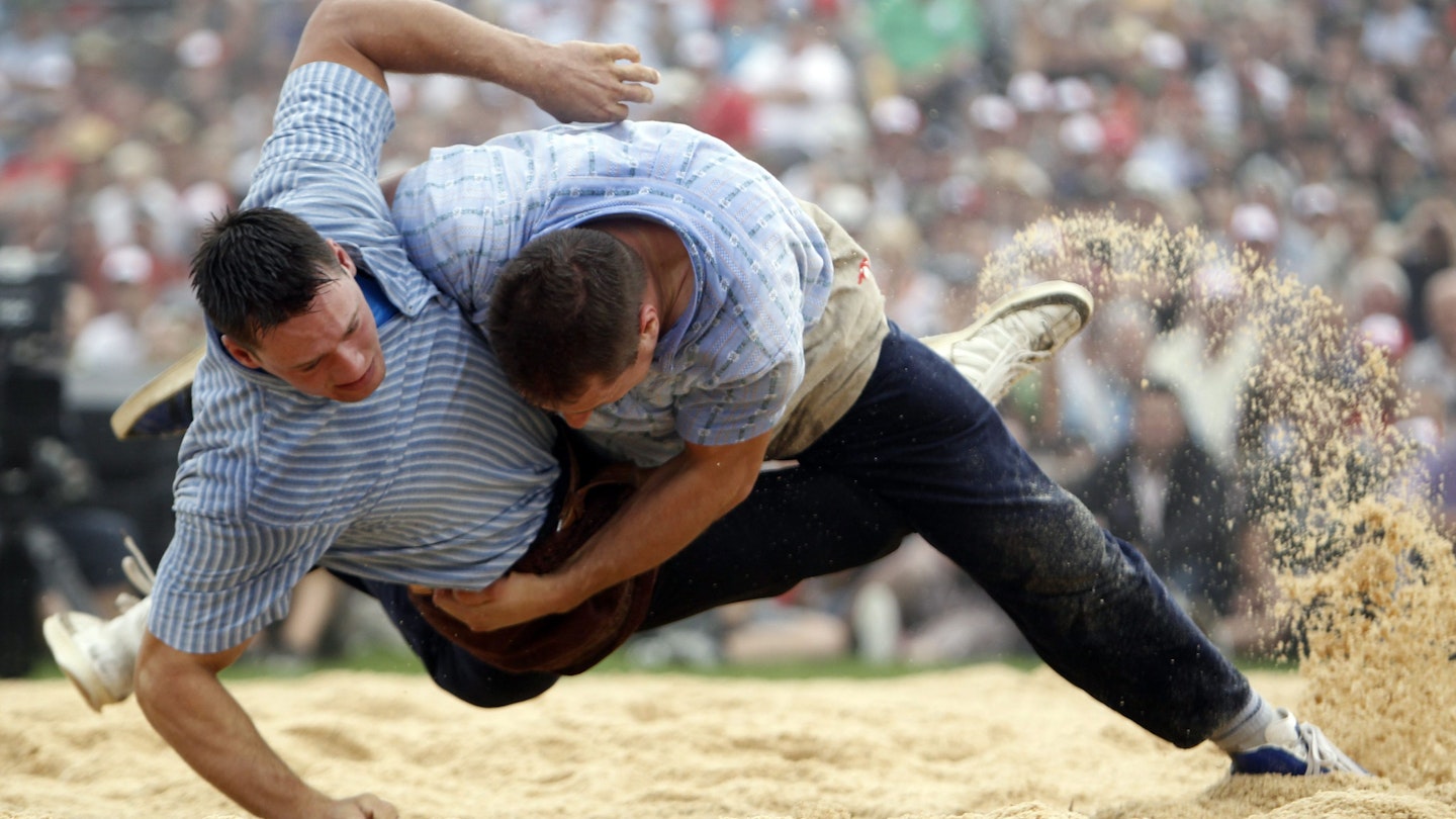 Mandatory Credit: Photo by Urs Flueeler/EPA/Shutterstock (8127521a)..Swiss Wrestler Joerg Abderhalden (l) Fights Against Kilian Wenger During the Federal Wrestling and Alpine Games Festival in Frauenfeld Switzerland 22 August 2010 There Are Up to 200 000 Visitors Expected at the Three Days Festival Running From 20 to 22 August the Winner of the Wrestling Competition the Wrestling King (schwingerkoenig) Enjoys Huge Popularity in Switzerland Swiss Alpine Wrestling Called 'Schwingen' is the Oldest Sport in Switzerland Switzerland Schweiz Suisse Frauenfeld..Switzerland Wrestling Frauenfeld Festival 2010 - Aug 2010
8127521a
SWITZERLAND, WRESTLING, FRAUENFELD, FESTIVAL, 2010, AUG, SWISS, WRESTLER, JOERG, ABDERHALDEN, L, FIGHTS, AGAINST, KILIAN, WENGER, DURING, FEDERAL, ALPINE, GAMES, 22, AUGUST, THERE, ARE, UP, 200, 000, VISITORS, EXPECTED, AT, THREE, DAYS, RUNNING, FROM, 20, WINNER, COMPETITION, KING, SCHWINGERKOENIG, ENJOYS, HUGE, POPULARITY, CALLED, SCHWINGEN, IS, OLDEST, SPORT, SCHWEIZ, SUISSE, Personality, 54641249