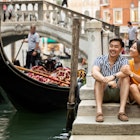 Lovely couple in Venice honeymoon, Italy in summer.