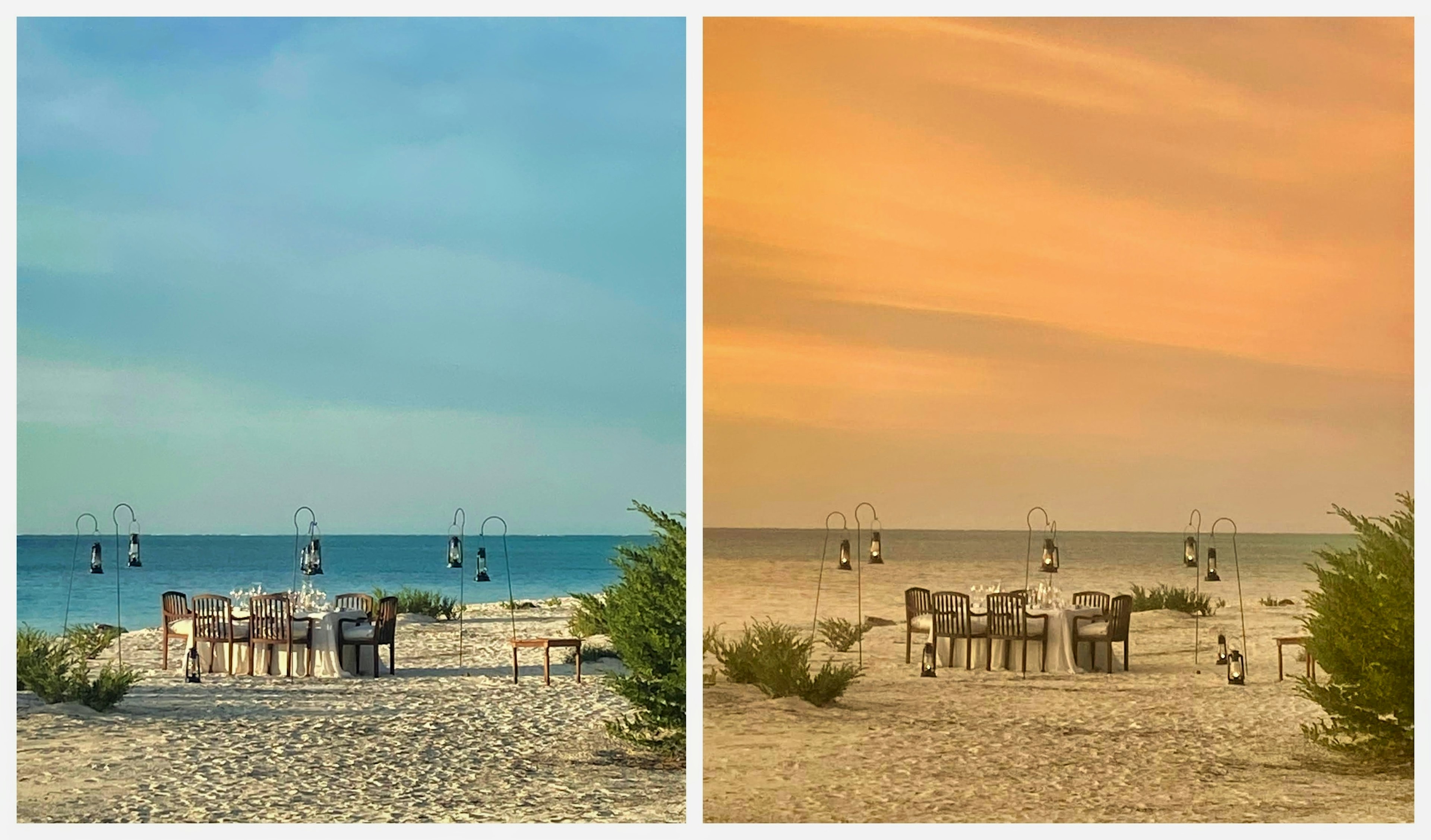 Alfresco beach dinner on the sand on andBeyond Mnemba Island