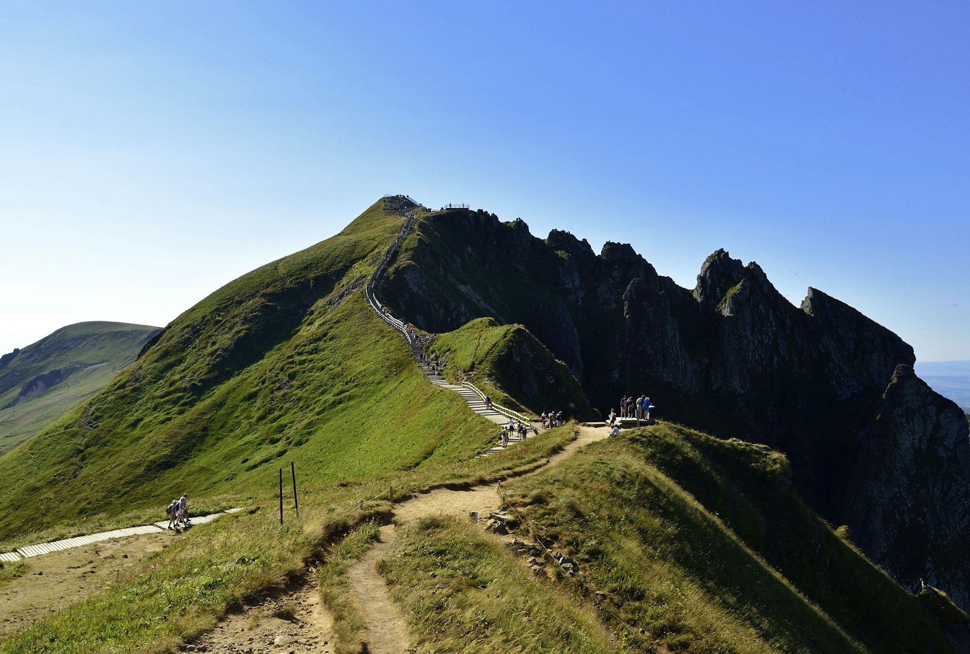 View of the stair leading to the top of Puy de Sancy, Auvergne-Rhone-Alpes
