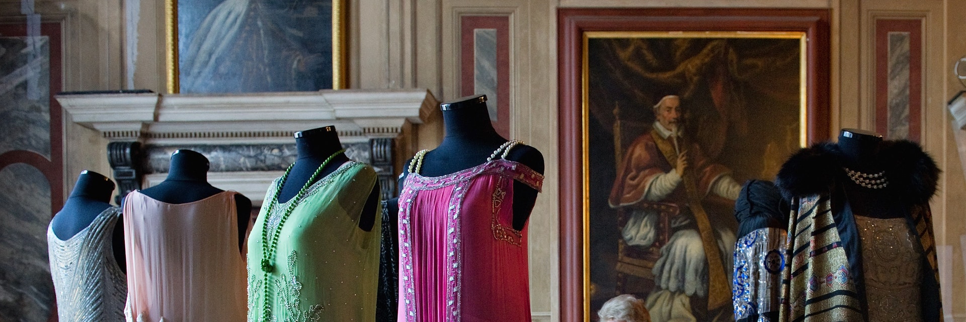 VENICE, ITALY - SEPTEMBER 16: A woman admires some dresses belonging to the collection of Alexander Vassiliev during the press preview of "Elegance in Exhile" at Palazzo Mocenigo on September 16, 2011 in Venice, Italy. "L'Eleganza in Esilio" tells the story of the cultural atmosphere and ambiance of the Russian elite at the beginning of 1900 and the international prestige of Djagilev's famous Russian Ballets. (Photo by Marco Secchi/Getty Images)
125205363
Fashion, Human Interest