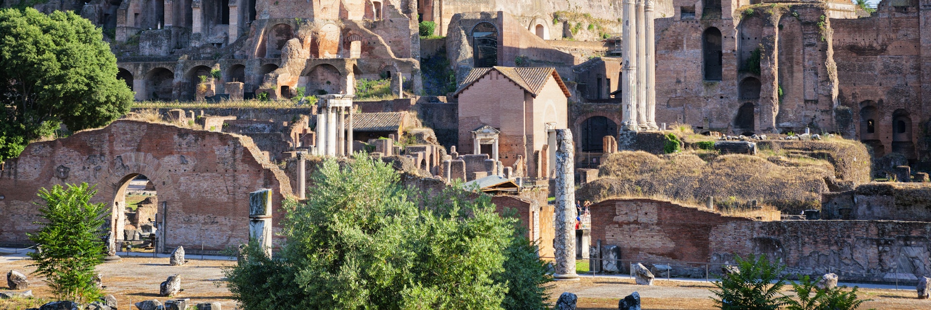 Farnese Gardens built a top Domus Tiberiana on Palatine Hill at the Roman forum in Rome, Italy.