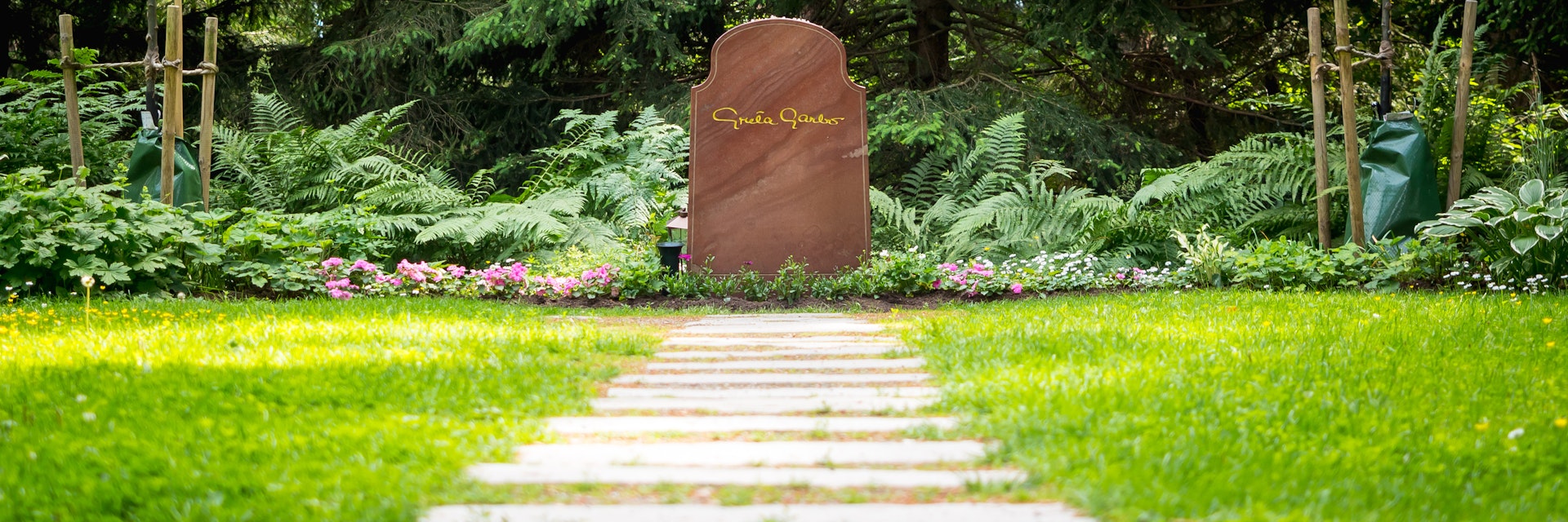 Greta Garbo's gravestone at Skogskyrkogården in Stockholm.