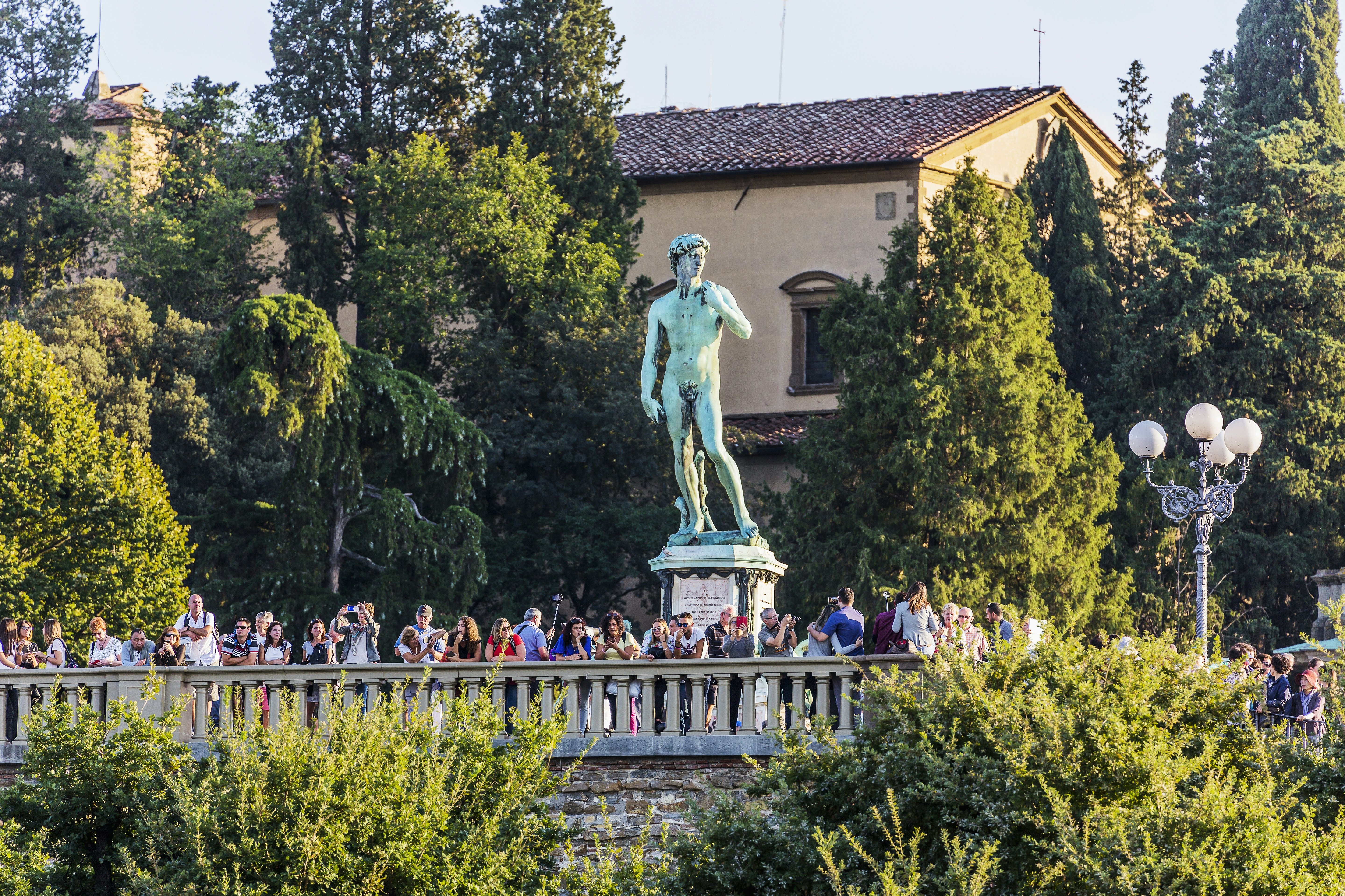 NB DO NOT USE - THIS IS A COMPOSITE AND HAS BEEN REMOVED FROM GETTY.  Piazzale Michelangelo (Michelangelo Square) is a square with a panoramic view of Florence.  It was designed by the architect Giuseppe Poggi and built in 1869 on a hill just south of the historic center