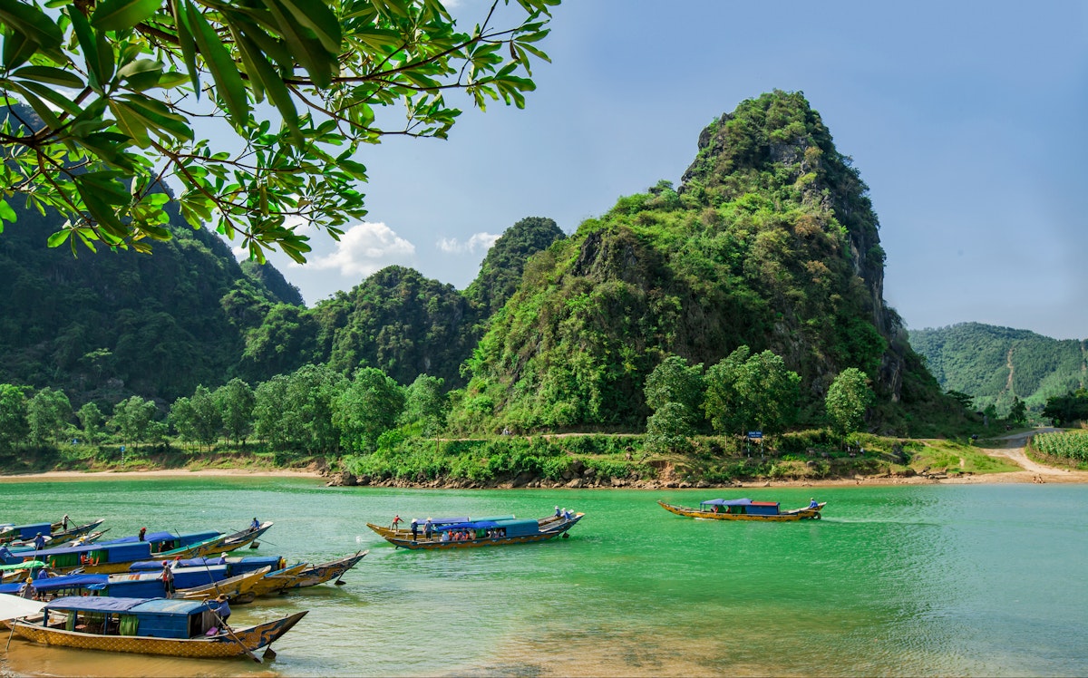 Boats at Phong Nha Ke Bang National Park.
