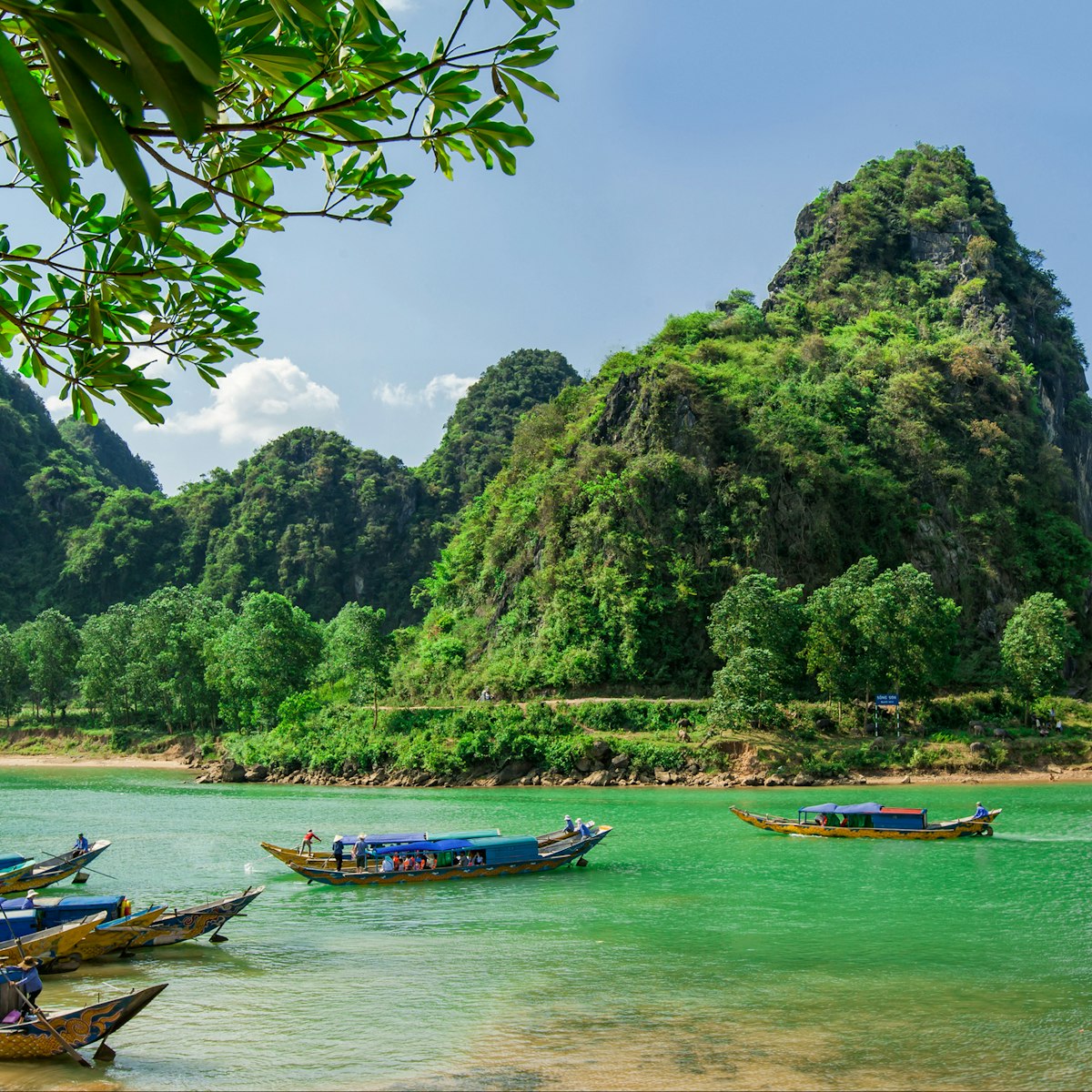Boats at Phong Nha Ke Bang National Park.
