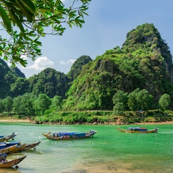 Boats at Phong Nha Ke Bang National Park.