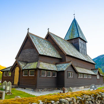 Wooden Roldal stave church in Norway.