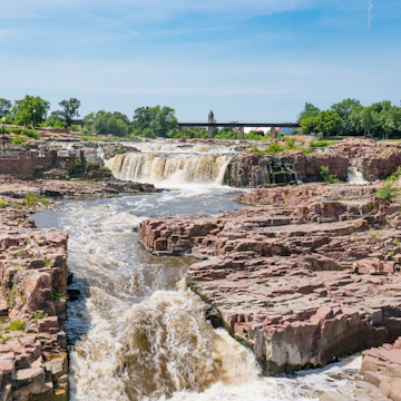 Falls Park along the Big Sioux River in Sioux Falls, South Dakota.