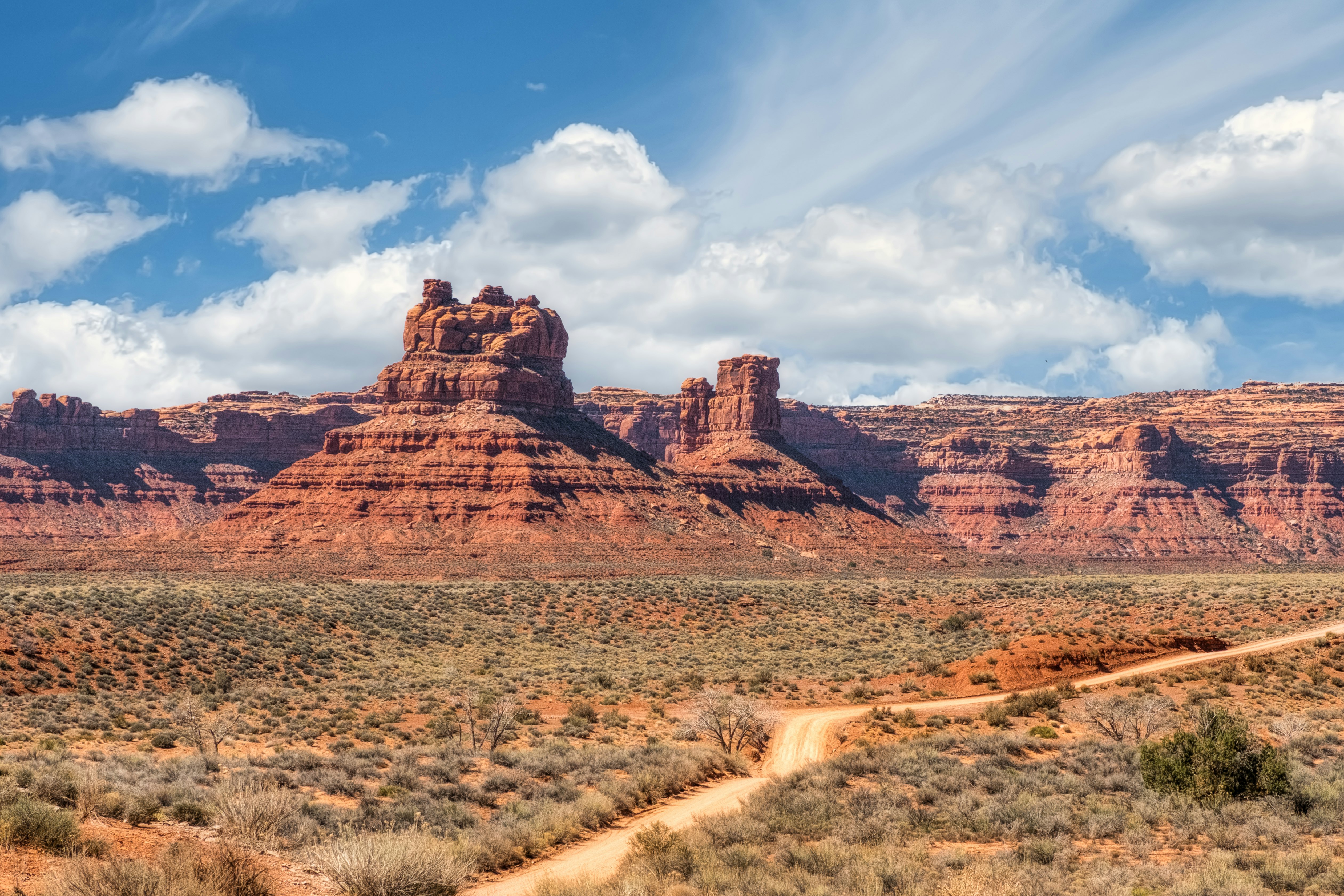 Sandstone structures in Valley of the Gods, part of Bears Ears National Monument.
