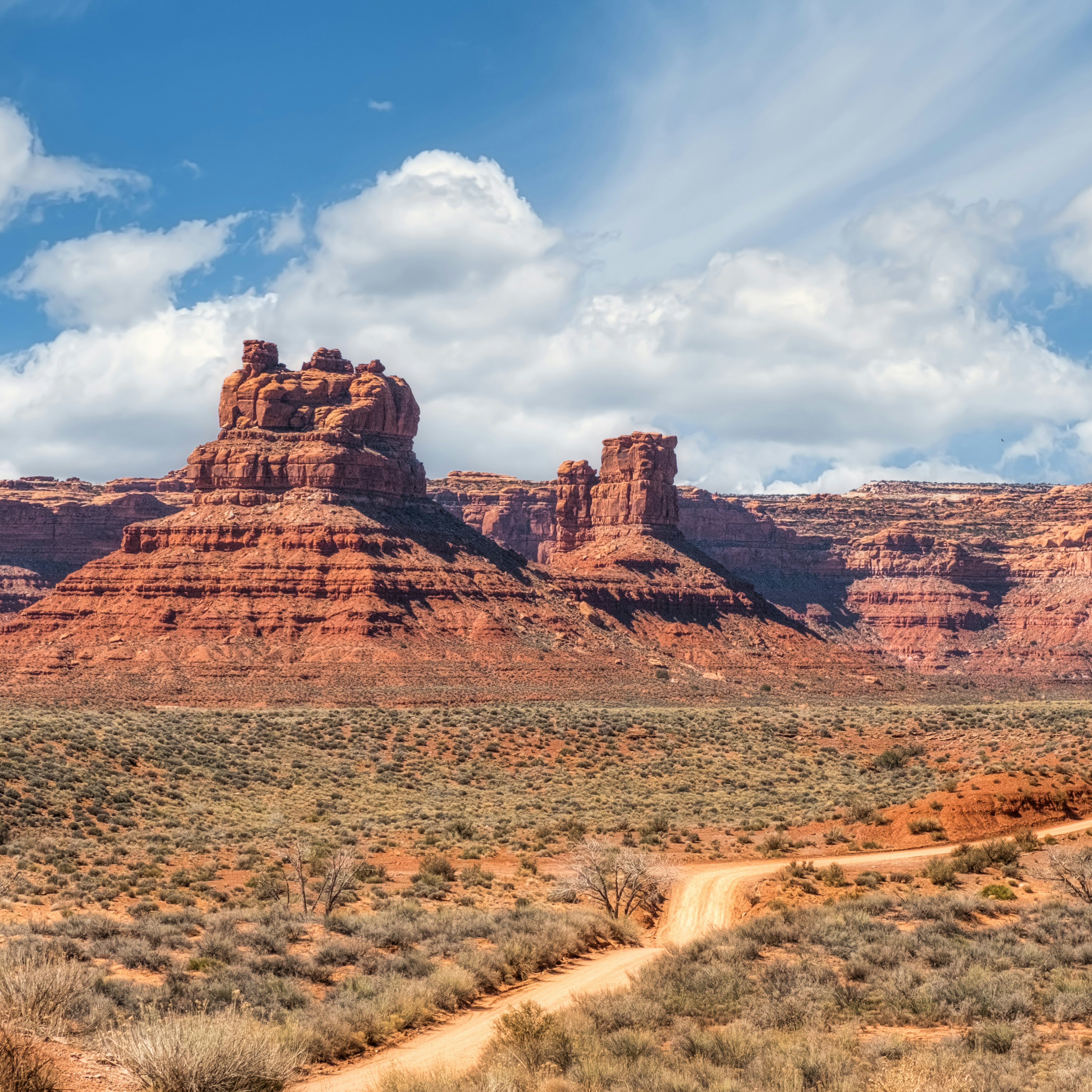 Sandstone structures in Valley of the Gods, part of Bears Ears National Monument.