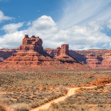 Sandstone structures in Valley of the Gods, part of Bears Ears National Monument.