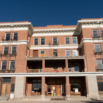 The Goldfield Hotel sign in Goldfield, Nevada.